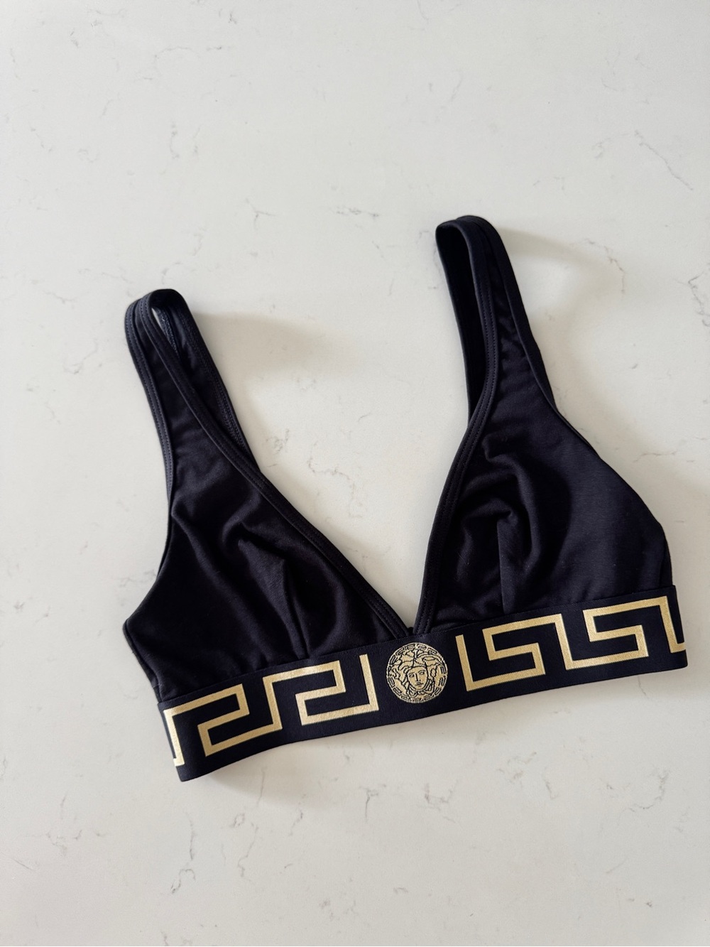 Versace Greca Medusa Black Bralette Top